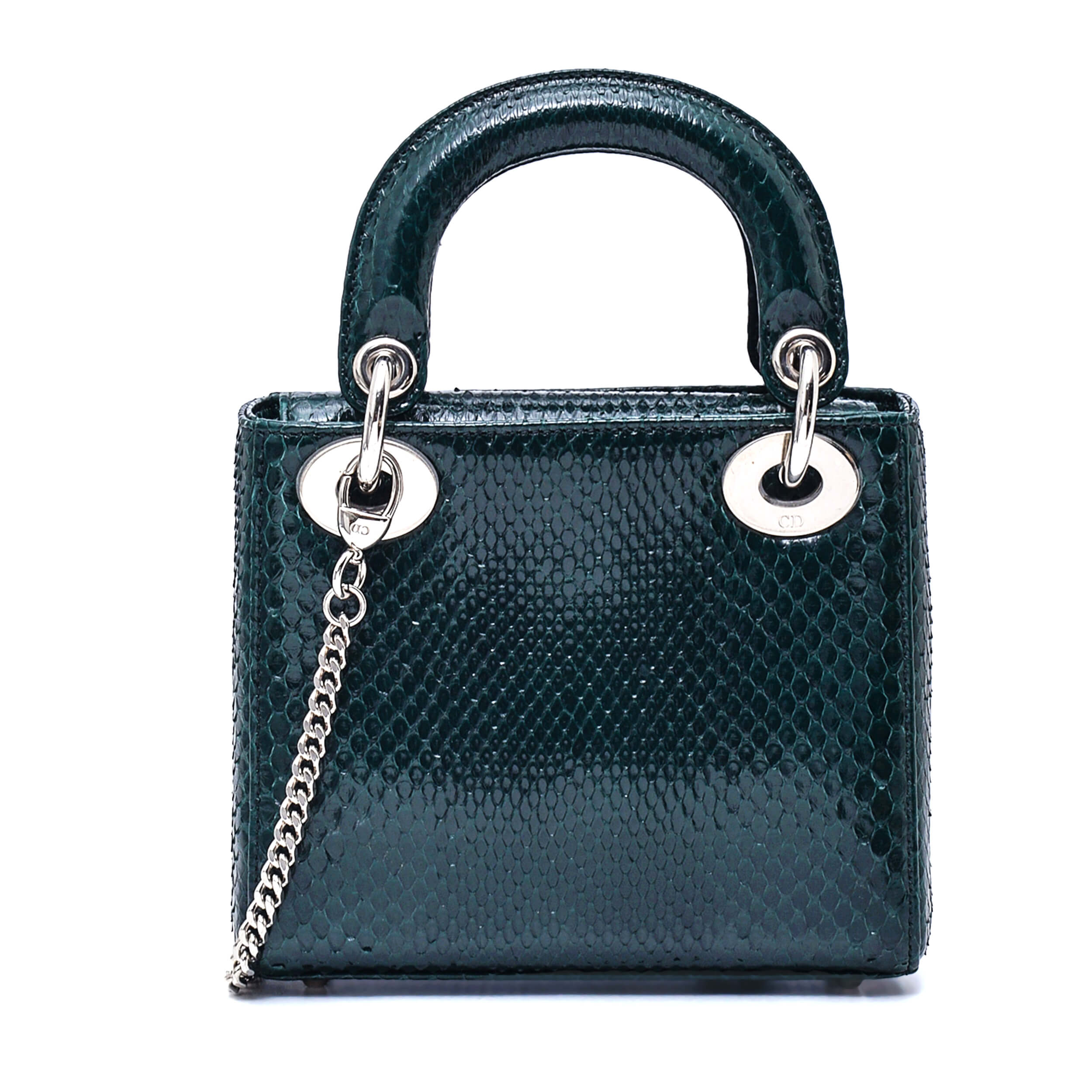 Christian Dior- Dark Green Python Chain Mini Lady Dior Bag